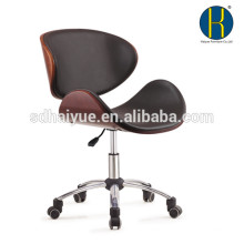 Novel design black leather wooden swivel office chair